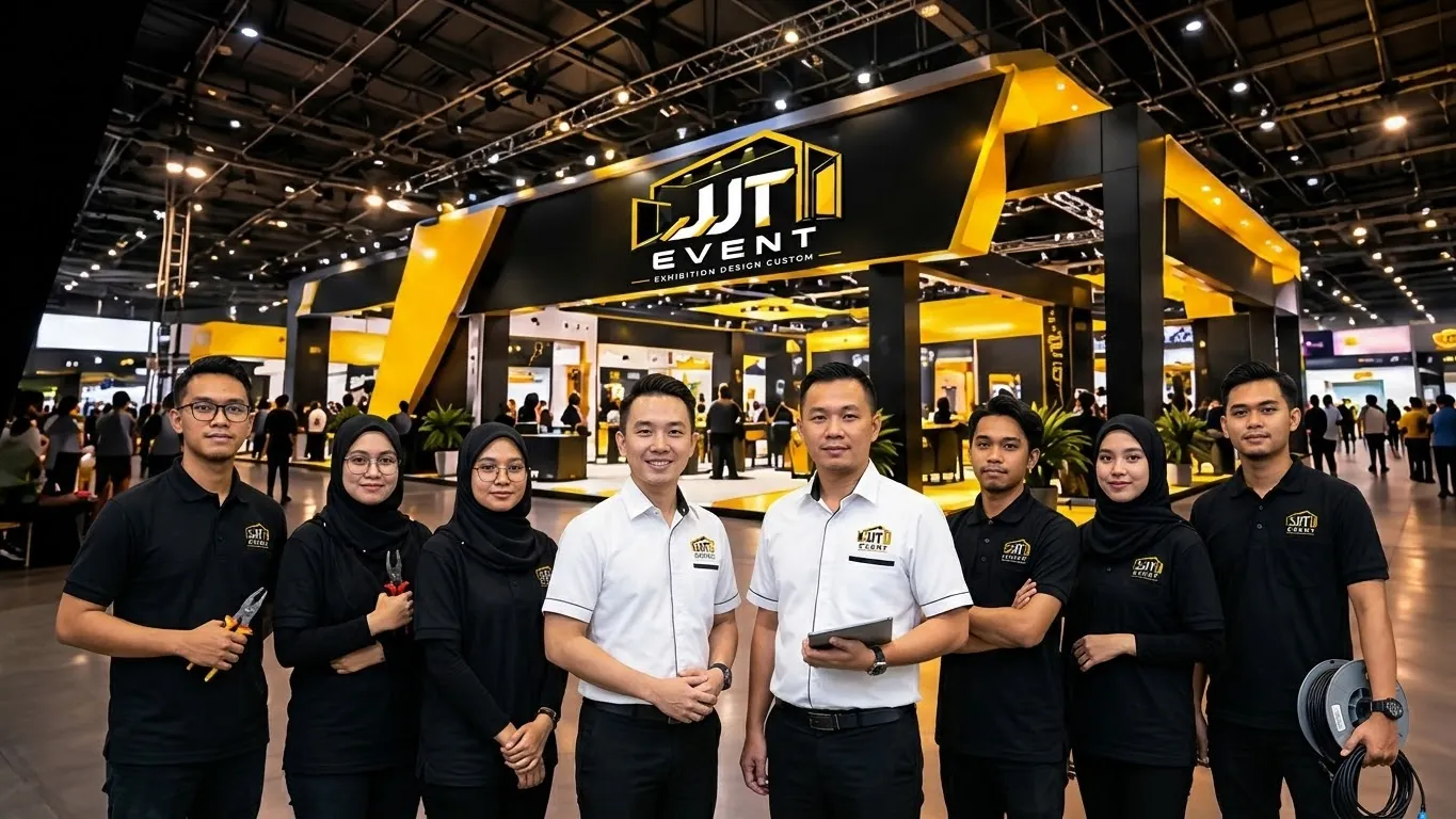 Pasukan JJT Event di hadapan booth pameran